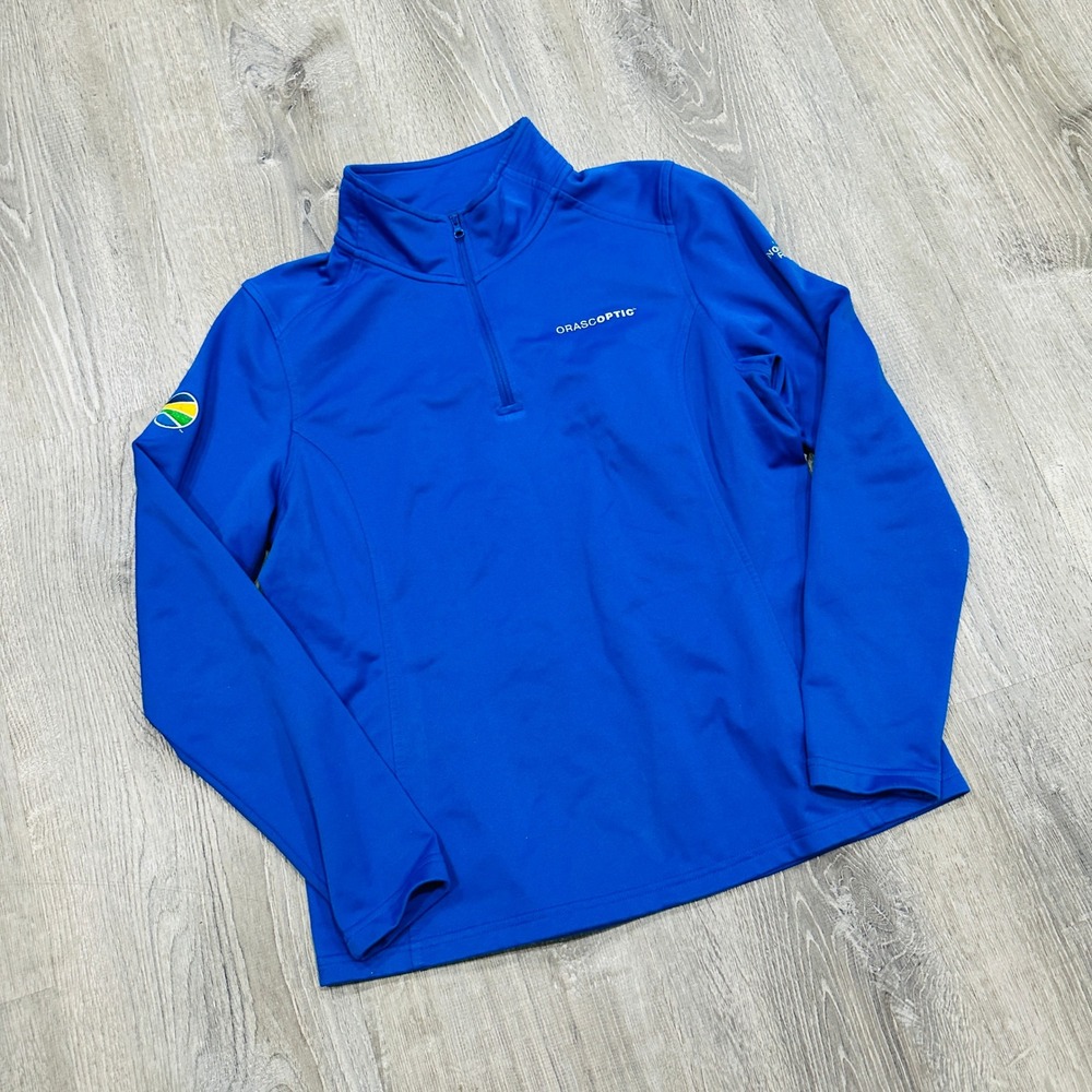 The North Face Quarter Zip Sweater Womens Large Blue Embroider Pullover Sweater‎